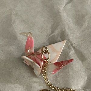 Origami Crane Single Chain Hook Earring